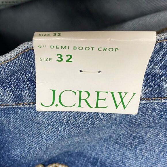 NWT J Crew Jeans Women 32 Blue 9" Demi Boot Crop Raw Hem Denim High Rise BP584 - Picture 8 of 16